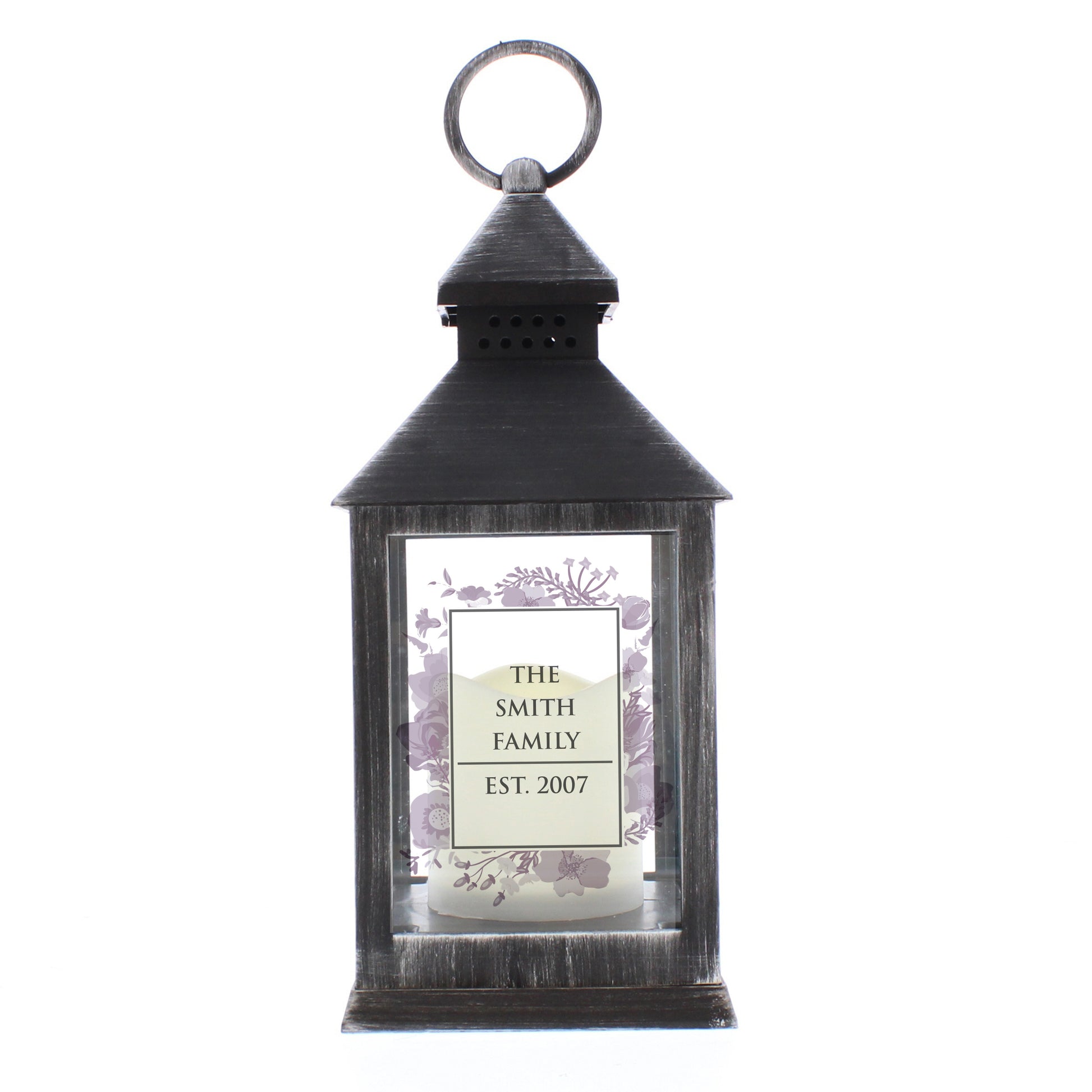 Personalised Soft Watercolour Rustic Black Lantern - image 5