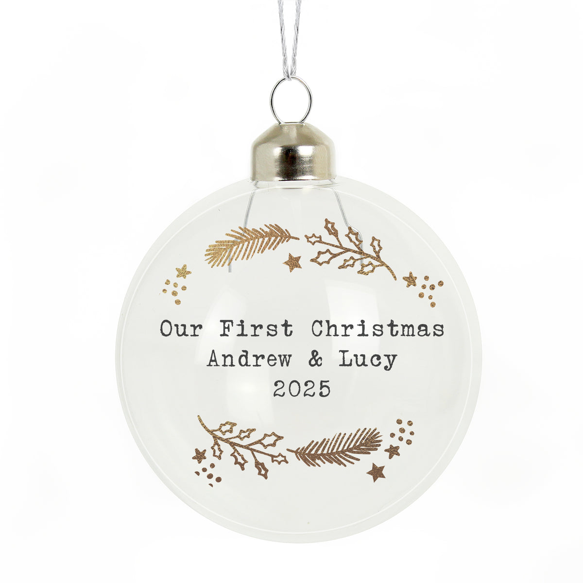 Personalised Gold Wreath Glass Bauble - image 4