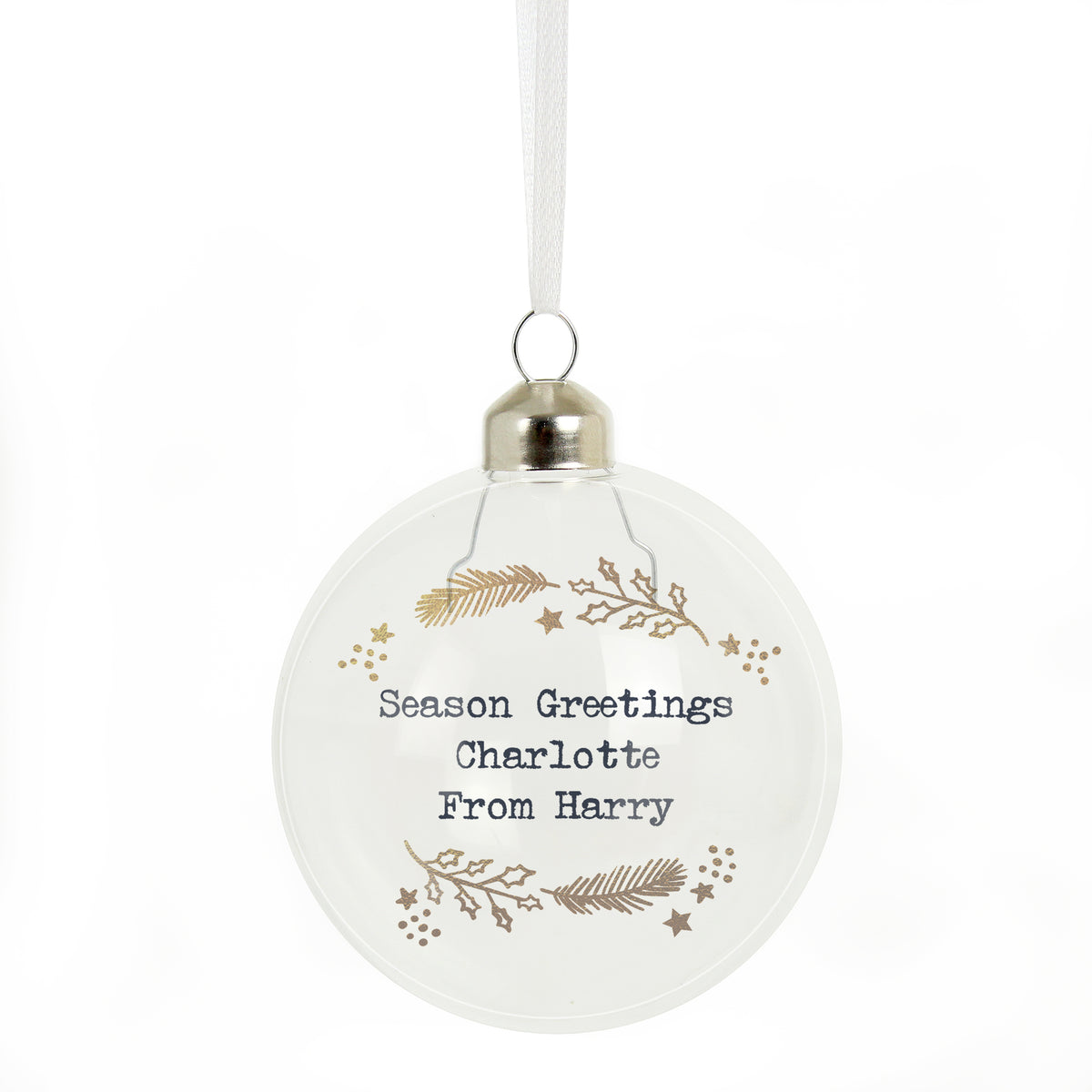 Personalised Gold Wreath Glass Bauble - image 5