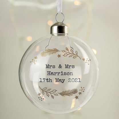Personalised Gold Wreath Glass Bauble - image 6