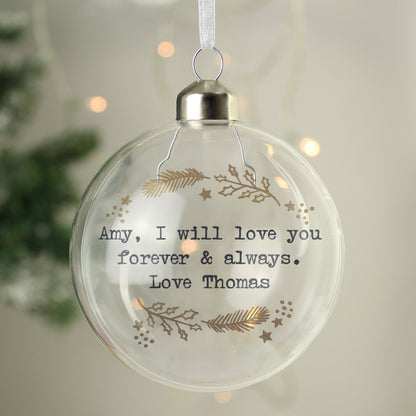 Personalised Gold Wreath Glass Bauble - image 7