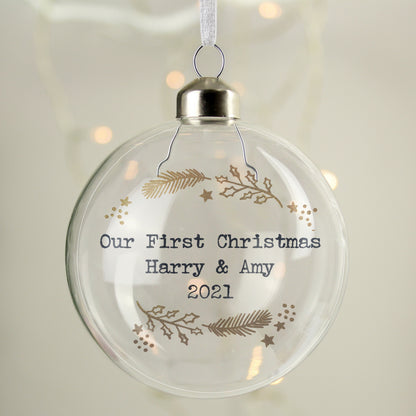 Personalised Gold Wreath Glass Bauble - image 8