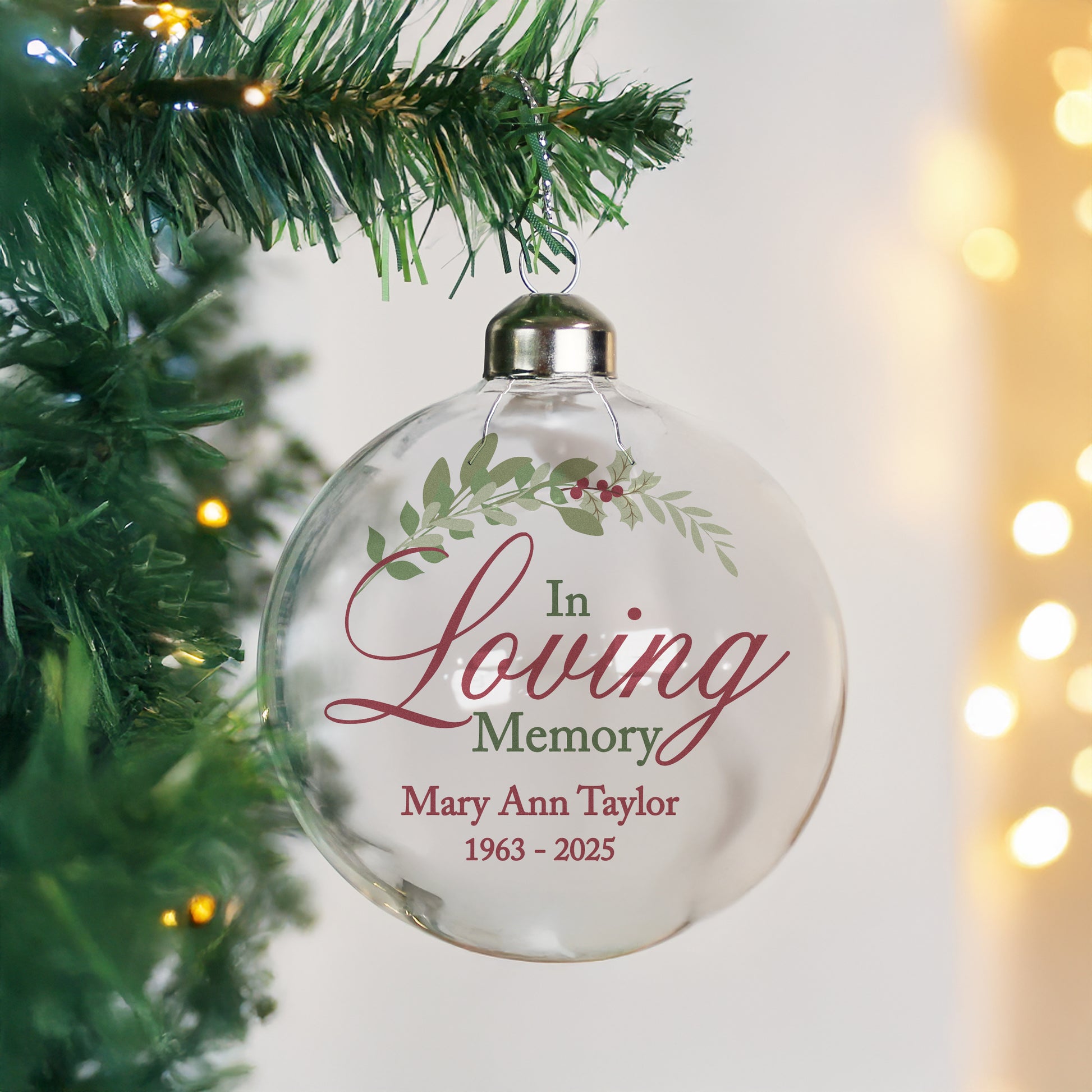 Personalised In Loving Memory Glass Bauble - image 2