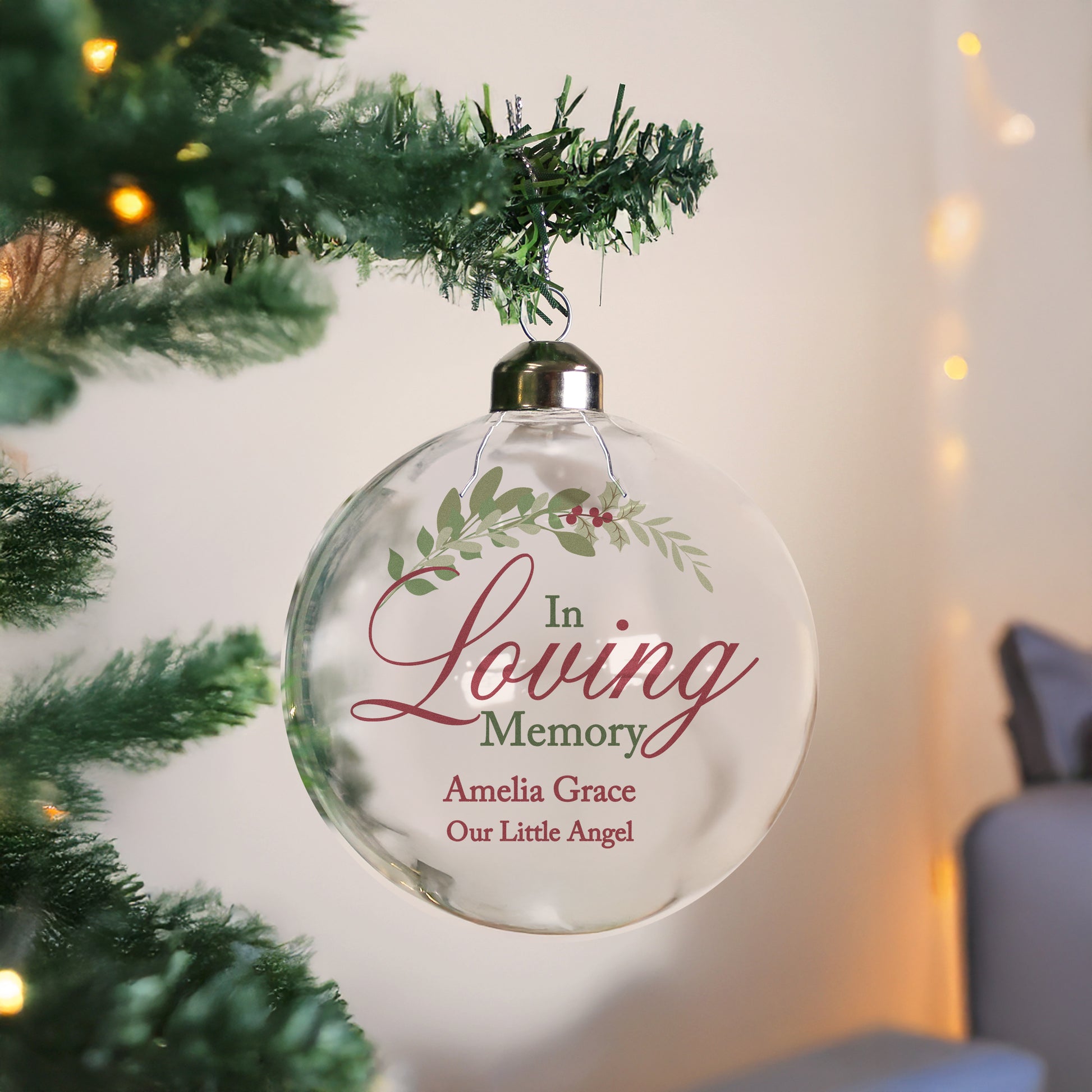 Personalised In Loving Memory Glass Bauble - image 3