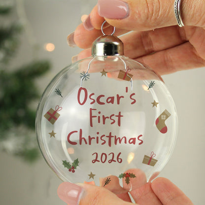 Personalised First Christmas Glass Bauble - image 2