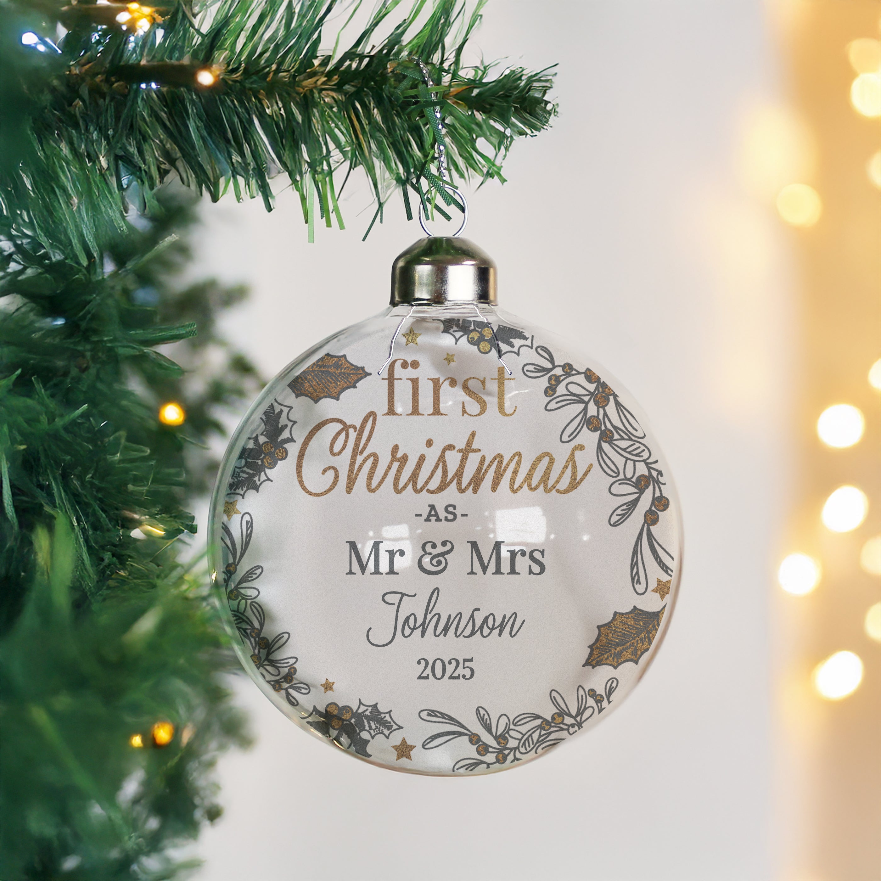 Personalised First Christmas As... Glass Bauble from Heartfelt Gifts