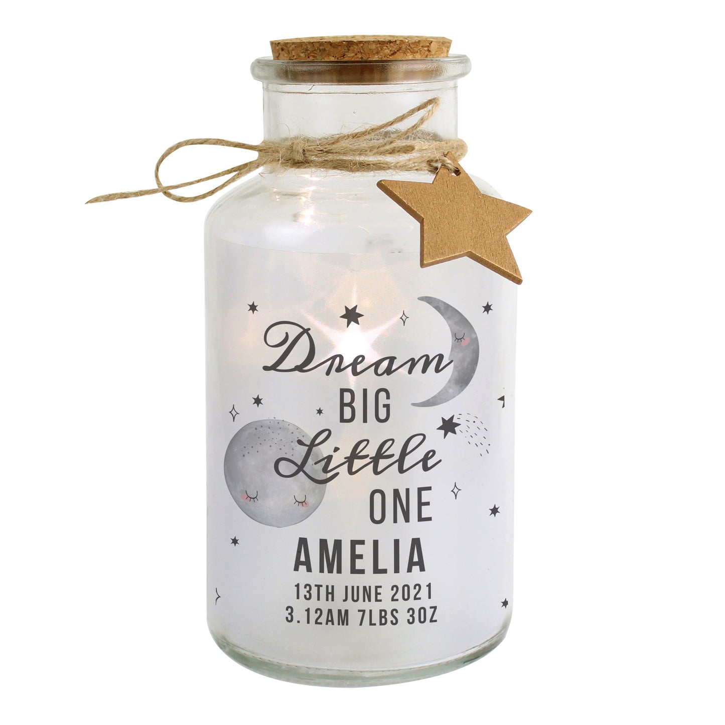 Personalised Dream Big LED Glass Jar - image 3