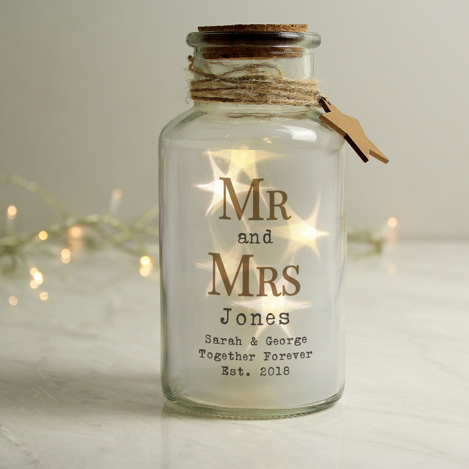 Personalised Mr & Mrs LED Glass Jar - image 3