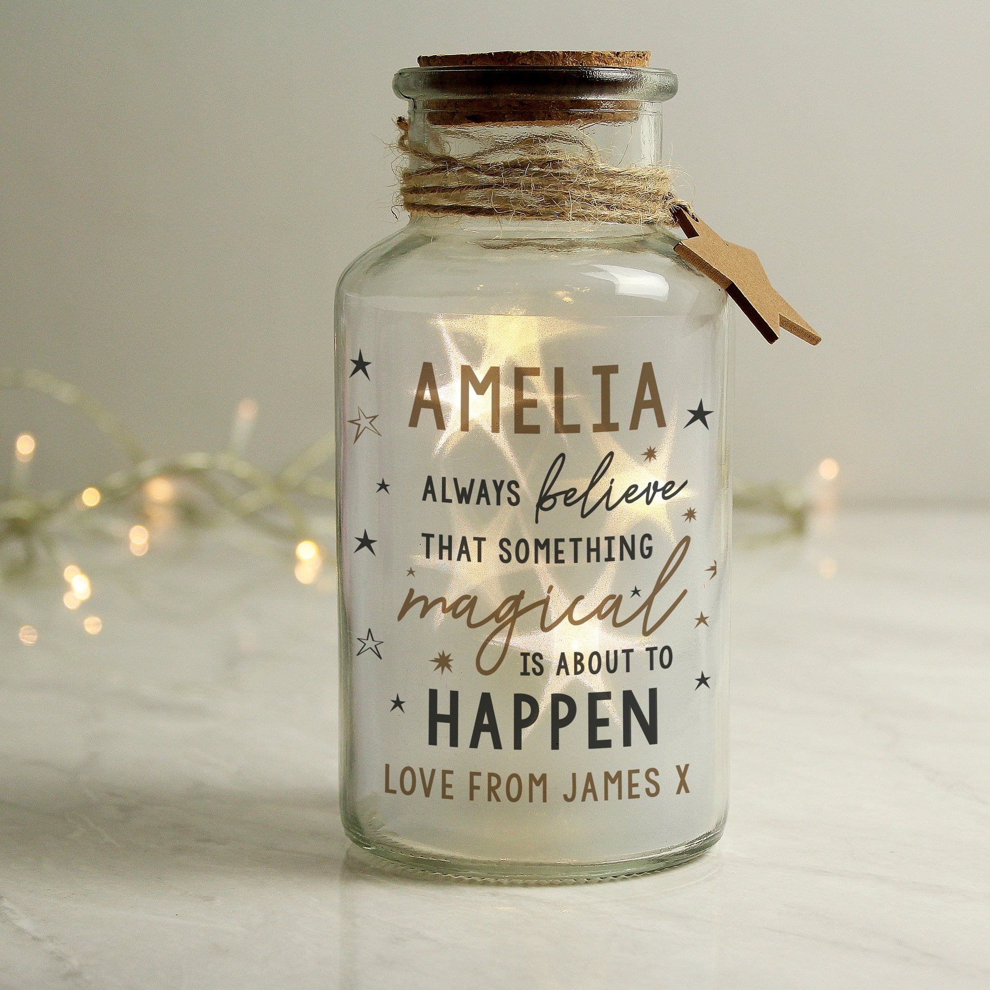 Personalised Magical Things Happen LED Glass Jar from Heartfelt Gifts