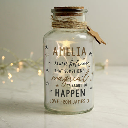 Personalised Magical Things Happen LED Glass Jar from Heartfelt Gifts