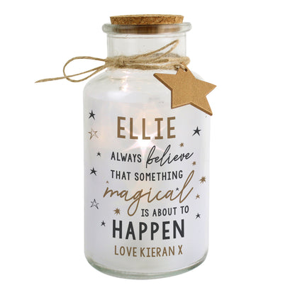 Personalised Magical Things Happen LED Glass Jar - image 3