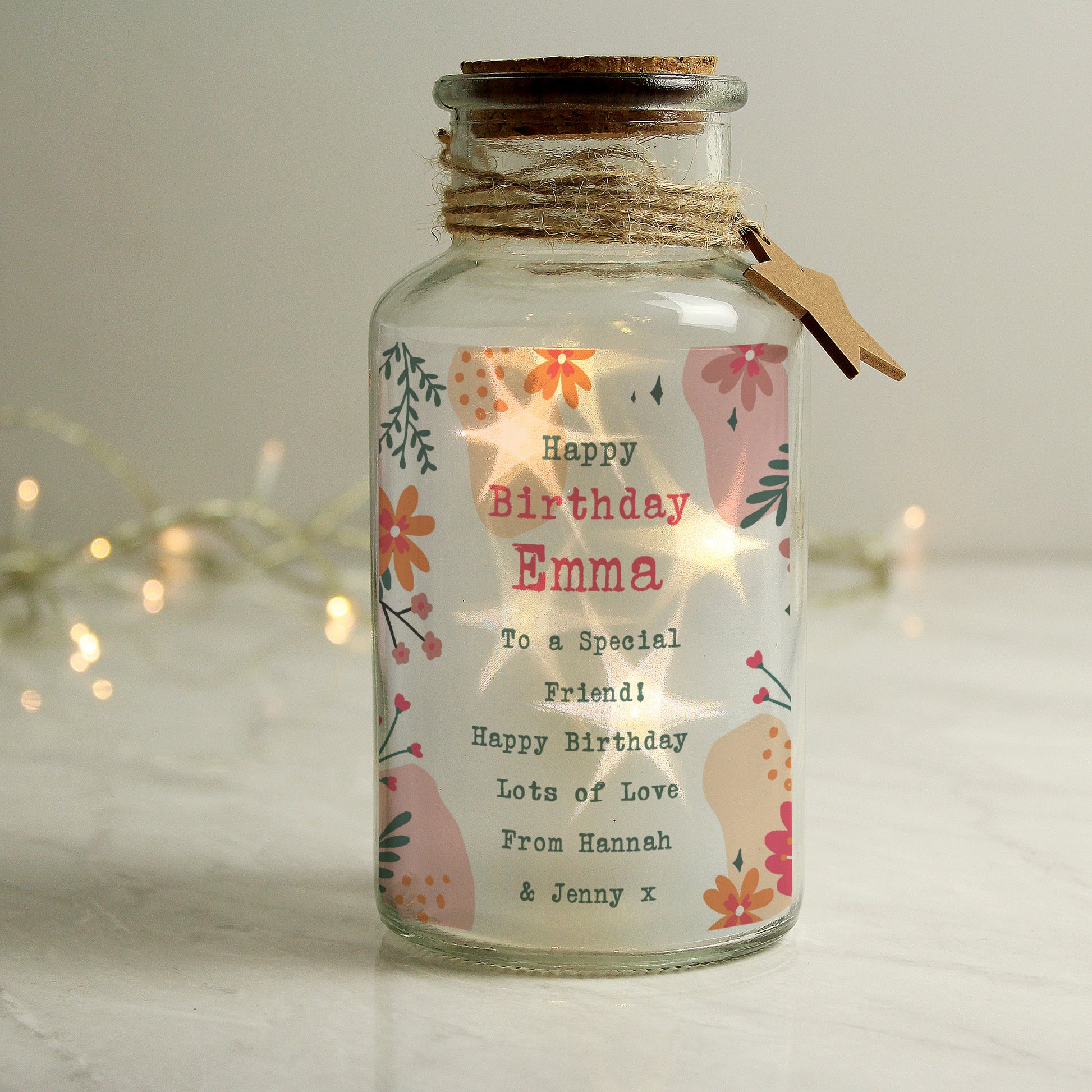 Personalised Floral LED Glass Jar - image 2