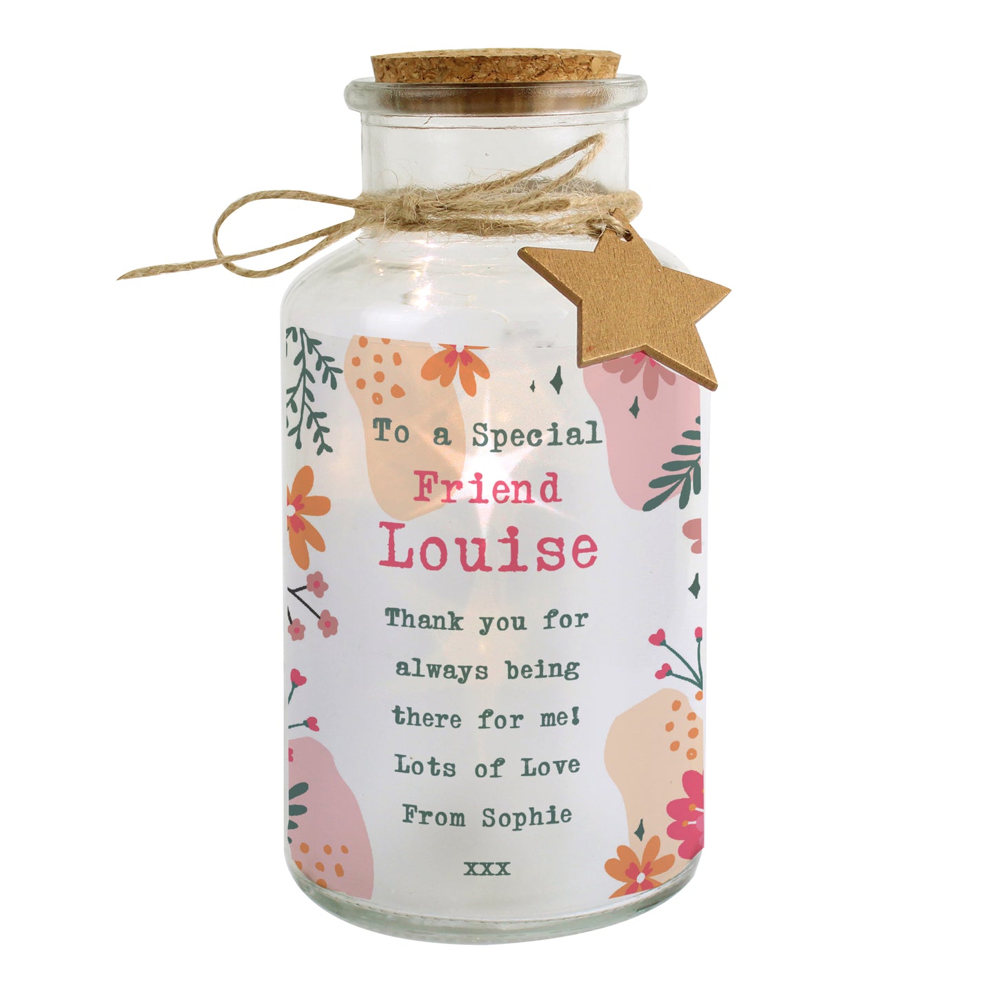 Personalised Floral LED Glass Jar - image 5