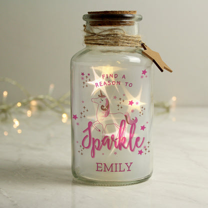 Personalised Unicorn LED Glass Jar from Heartfelt Gifts