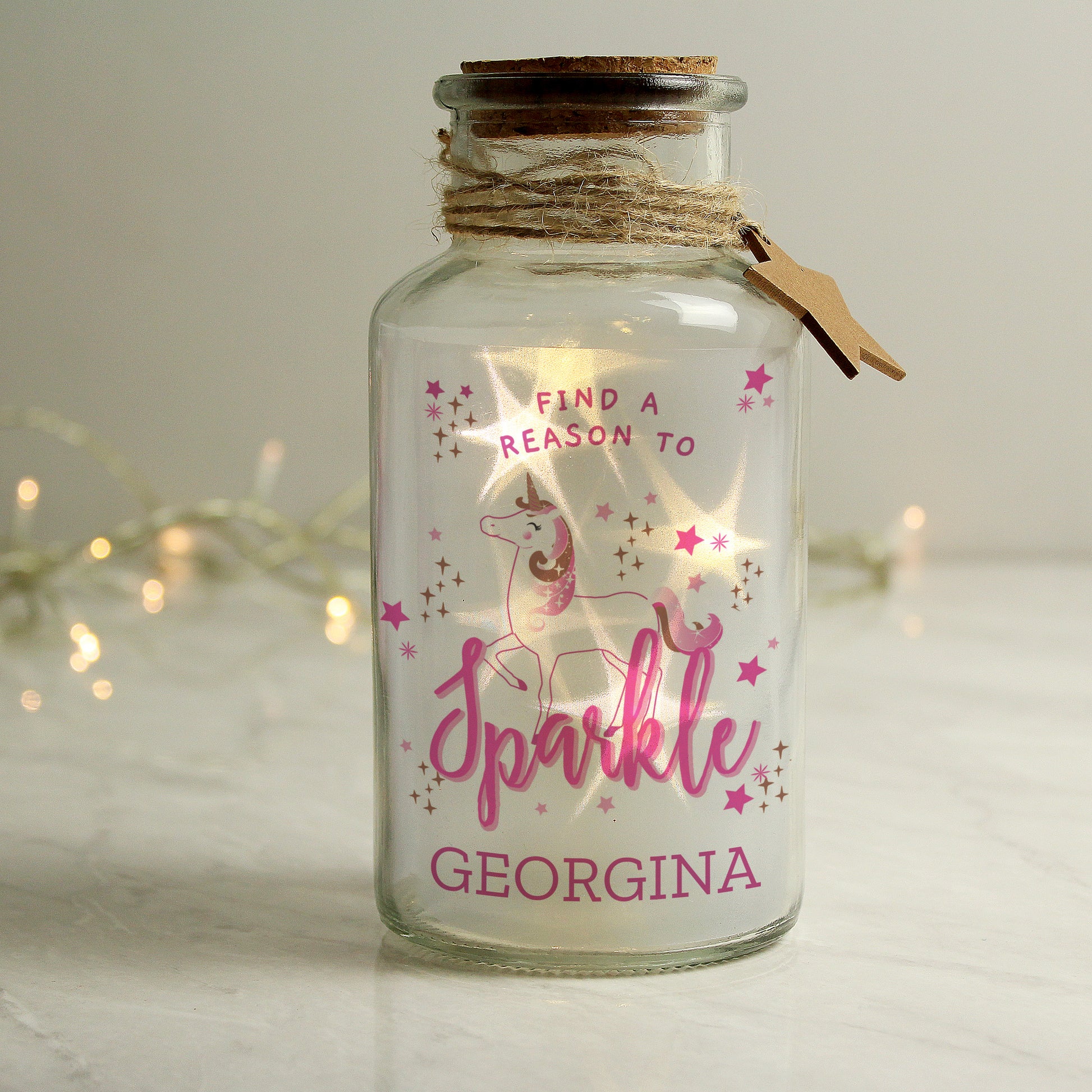 Personalised Unicorn LED Glass Jar - image 2