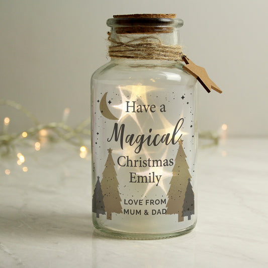 Personalised Christmas Tree LED Glass Jar from Heartfelt Gifts