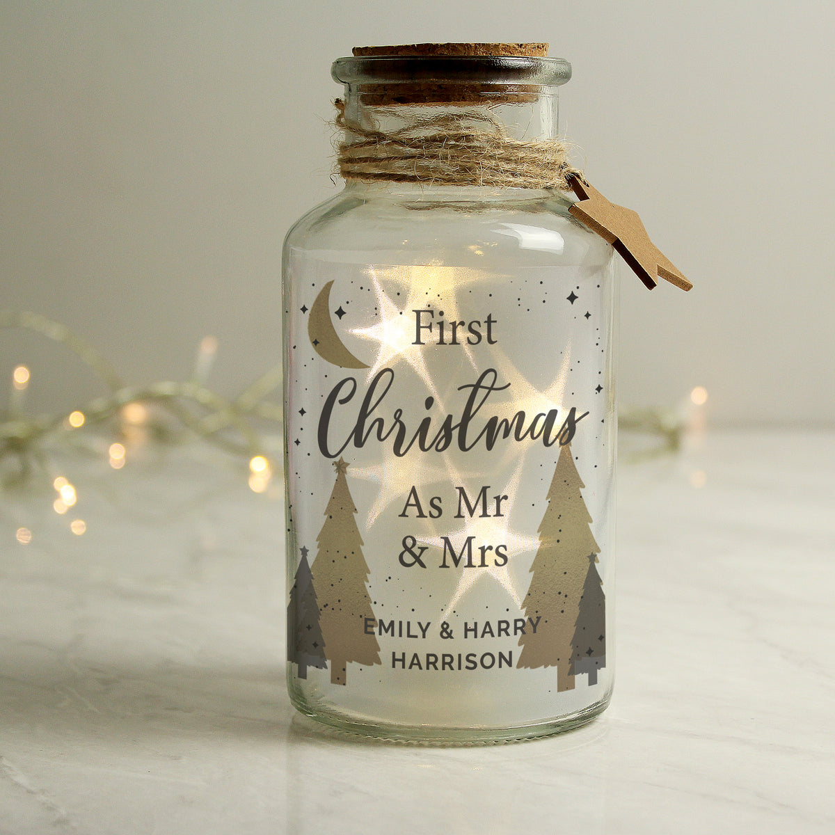 Personalised Christmas Tree LED Glass Jar - image 3