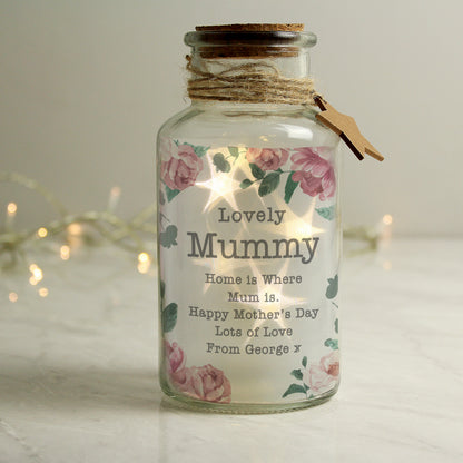 Personalised Floral Watercolour LED Glass Jar - image 4