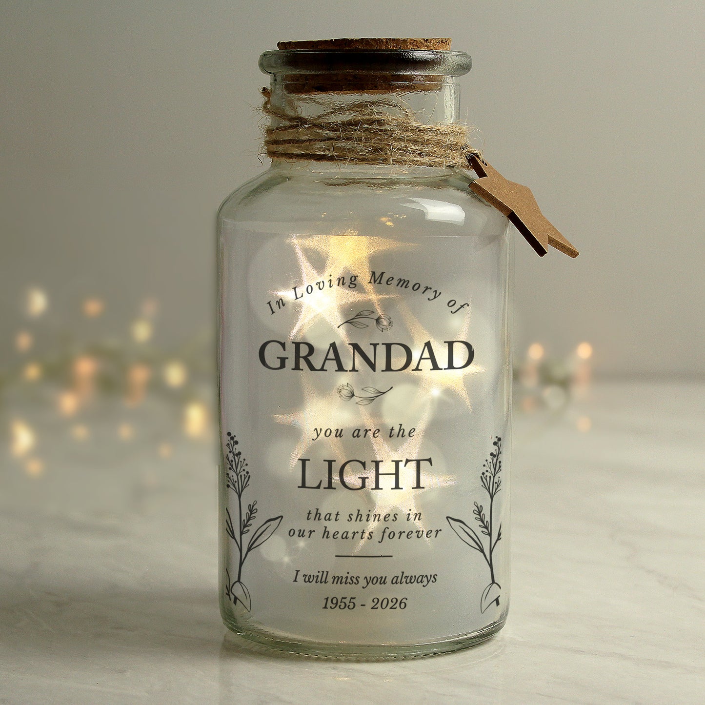 Personalised In Loving Memory LED Glass Jar from Heartfelt Gifts