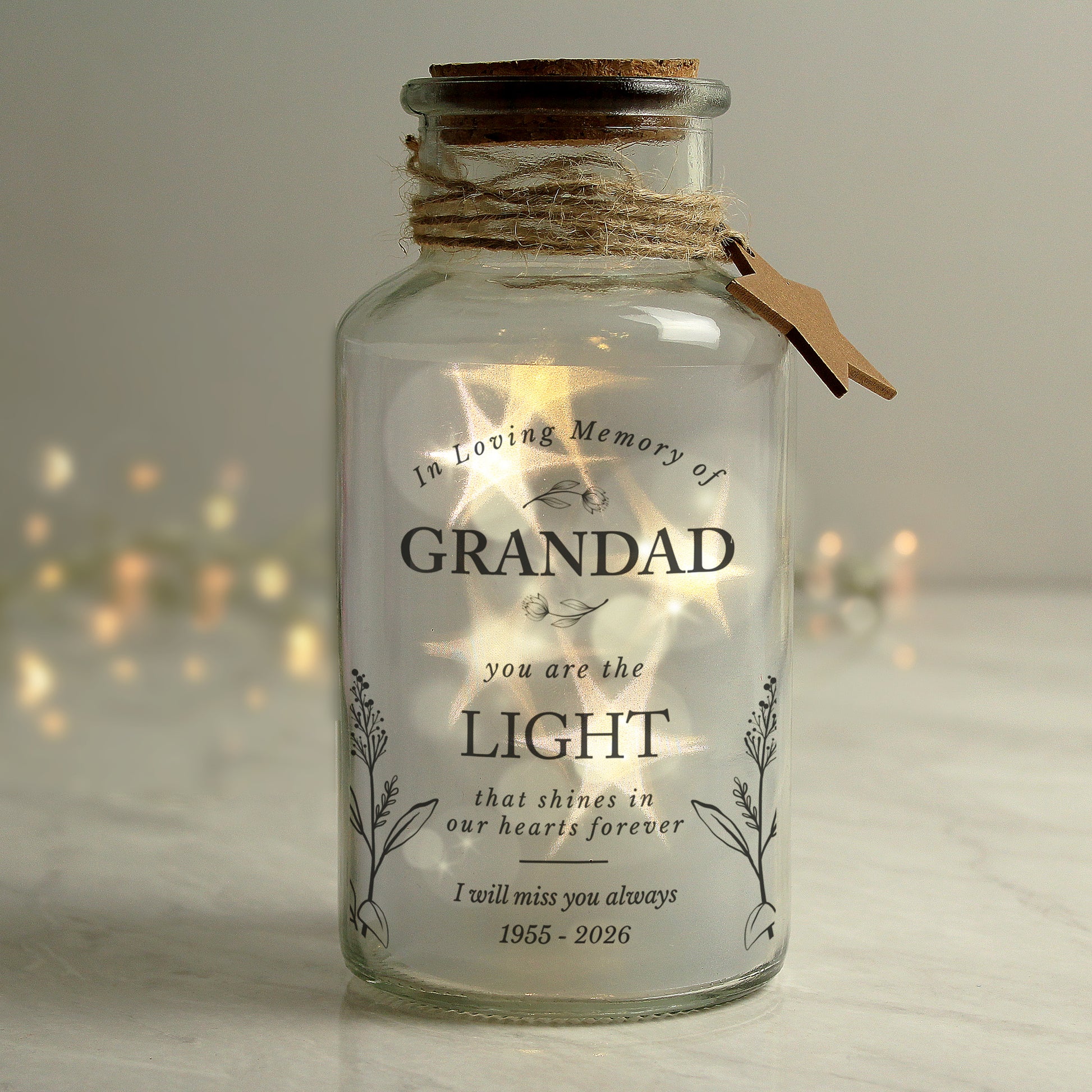 Personalised In Loving Memory LED Glass Jar from Heartfelt Gifts