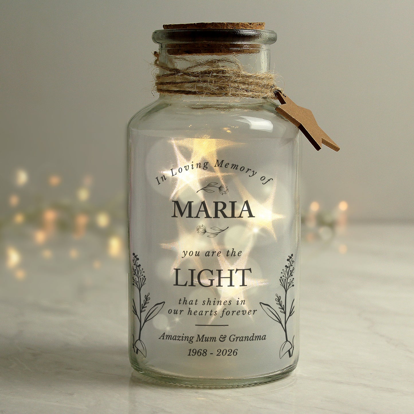 Personalised In Loving Memory LED Glass Jar - image 6