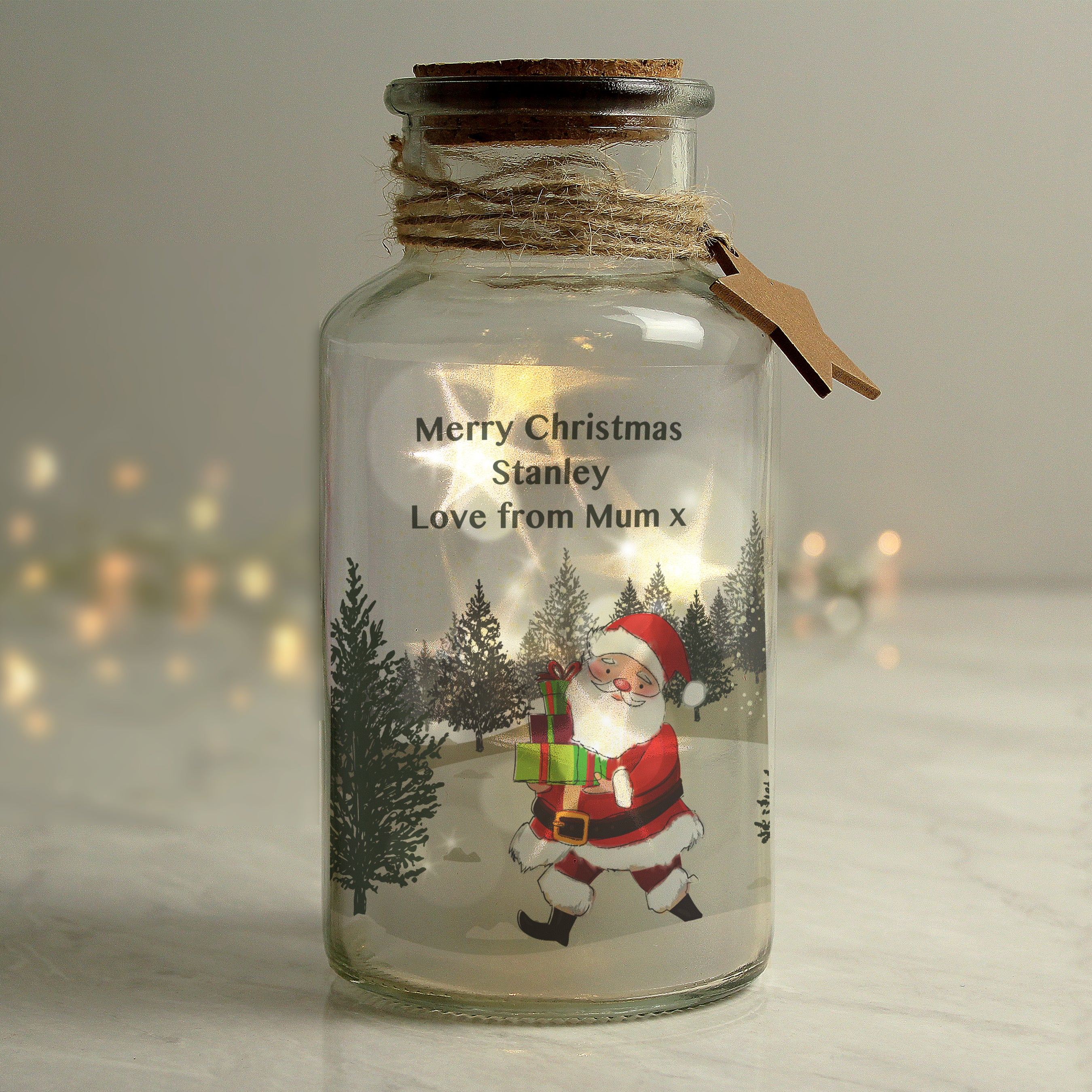 Personalised Santa LED Glass Jar from Heartfelt Gifts