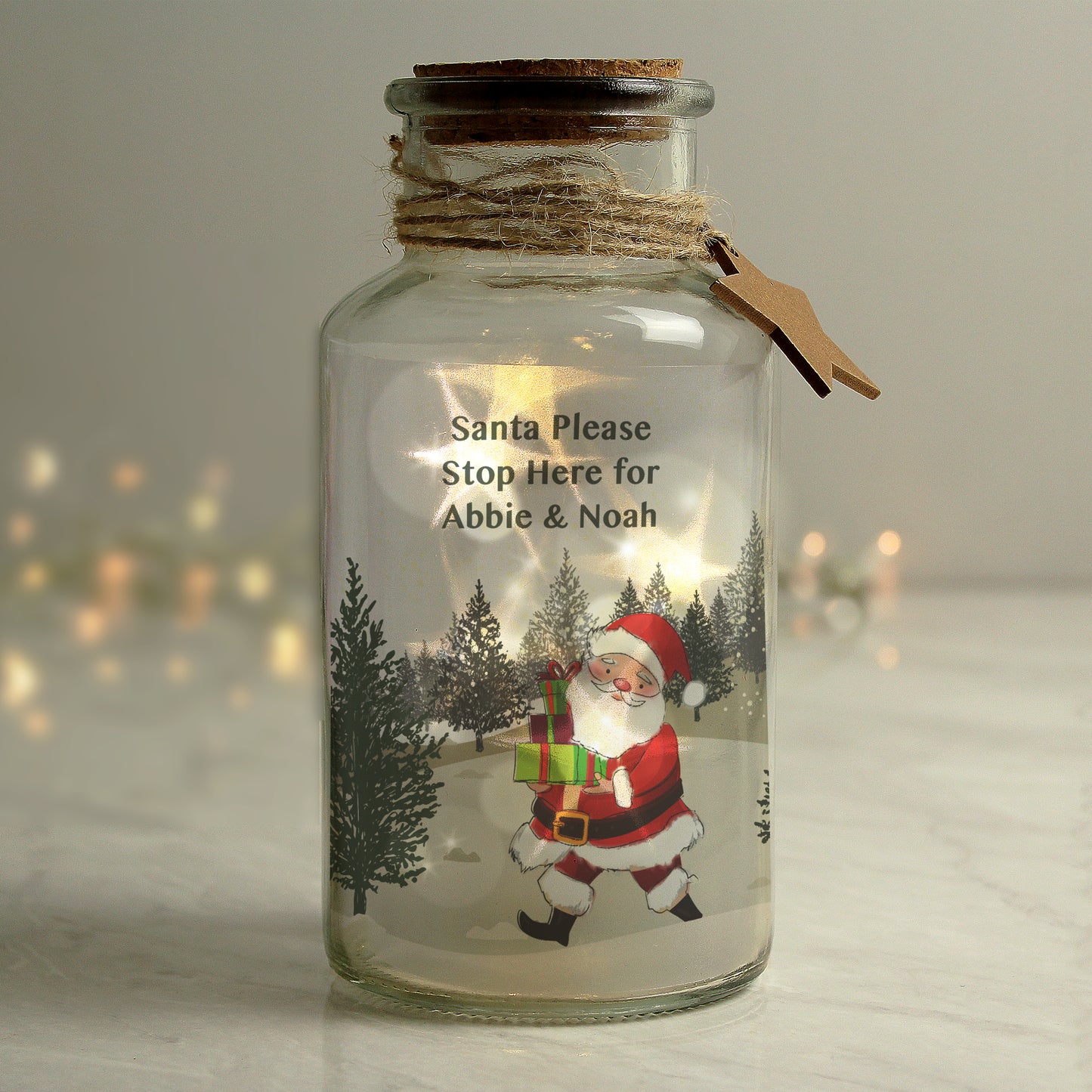 Personalised Santa LED Glass Jar - image 3