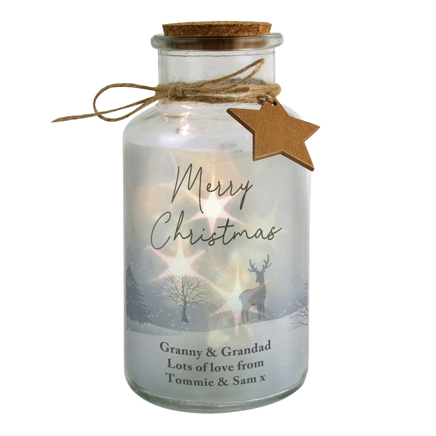 Personalised Merry Christmas LED Glass Jar - image 5