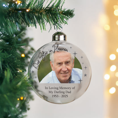 Personalised Photo Upload Memorial Glass Bauble - image 3