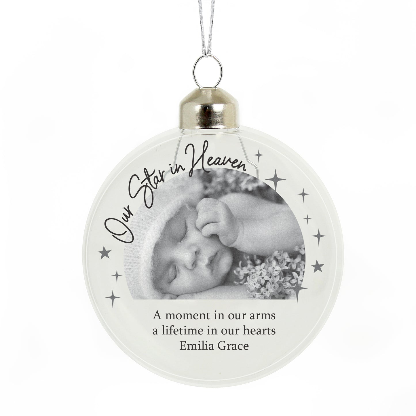 Personalised Photo Upload Memorial Glass Bauble - image 4