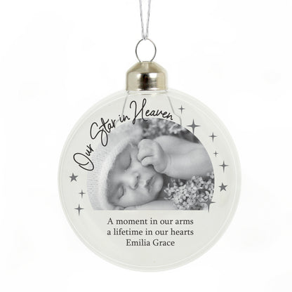 Personalised Photo Upload Memorial Glass Bauble - image 4