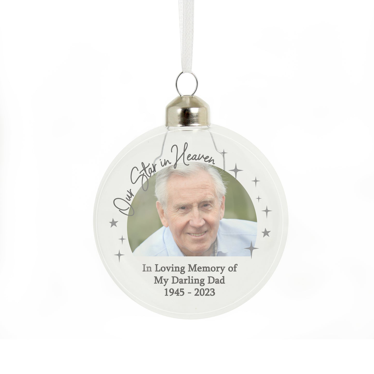 Personalised Photo Upload Memorial Glass Bauble - image 5