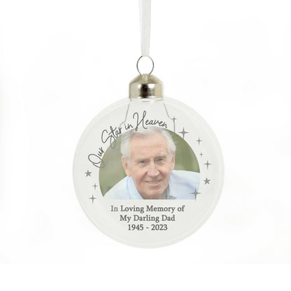 Personalised Photo Upload Memorial Glass Bauble - image 5
