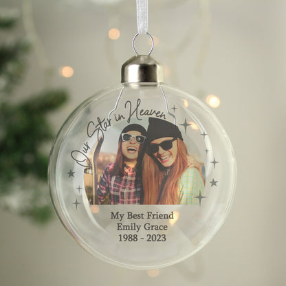 Personalised Photo Upload Memorial Glass Bauble - image 6