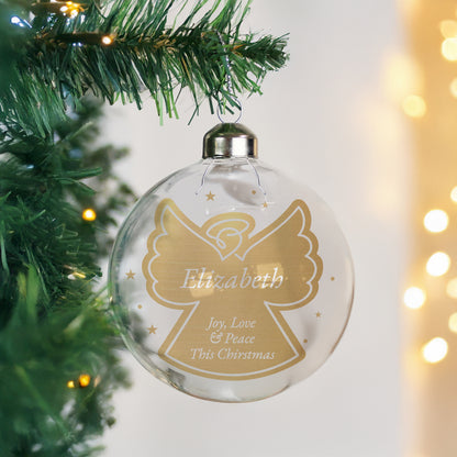 Personalised Gold Angel Name Only Glass Bauble from Heartfelt Gifts