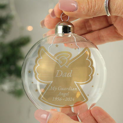 Personalised Gold Angel Name Only Glass Bauble - image 2