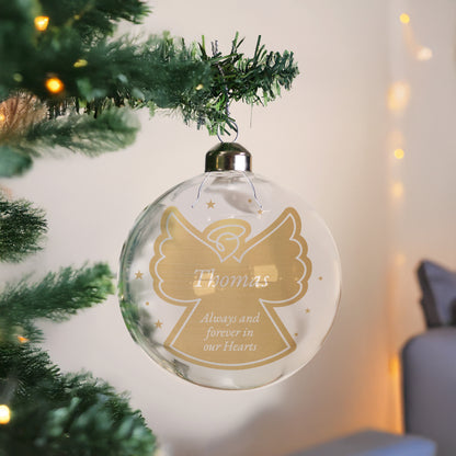 Personalised Gold Angel Name Only Glass Bauble - image 3