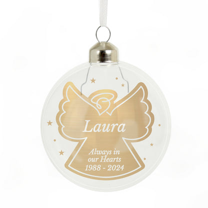 Personalised Gold Angel Name Only Glass Bauble - image 5