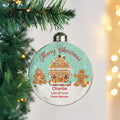Personalised Gingerbread House Christmas Glass Bauble from Heartfelt Gifts