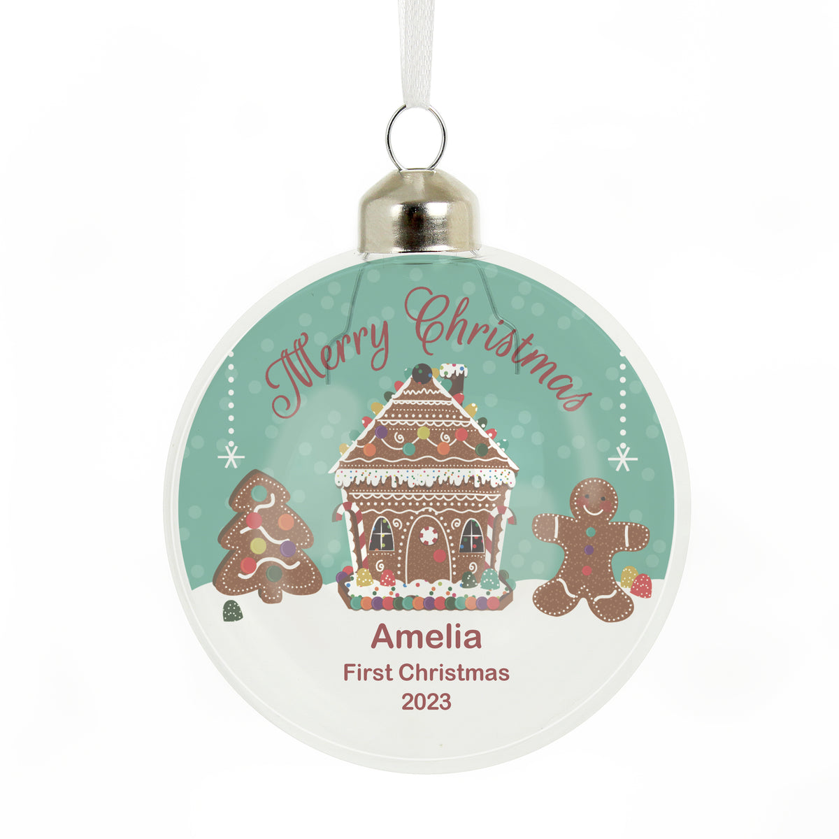Personalised Gingerbread House Christmas Glass Bauble - image 5