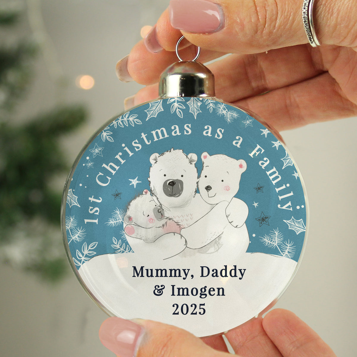 Personalised First Christmas as a Family Glass Bauble - image 2