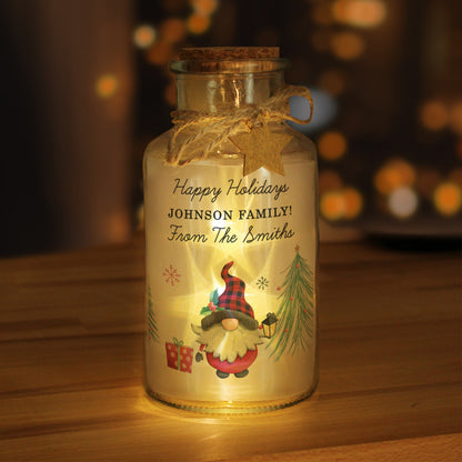 Personalised Gonk Christmas Scene LED Glass Jar - image 2