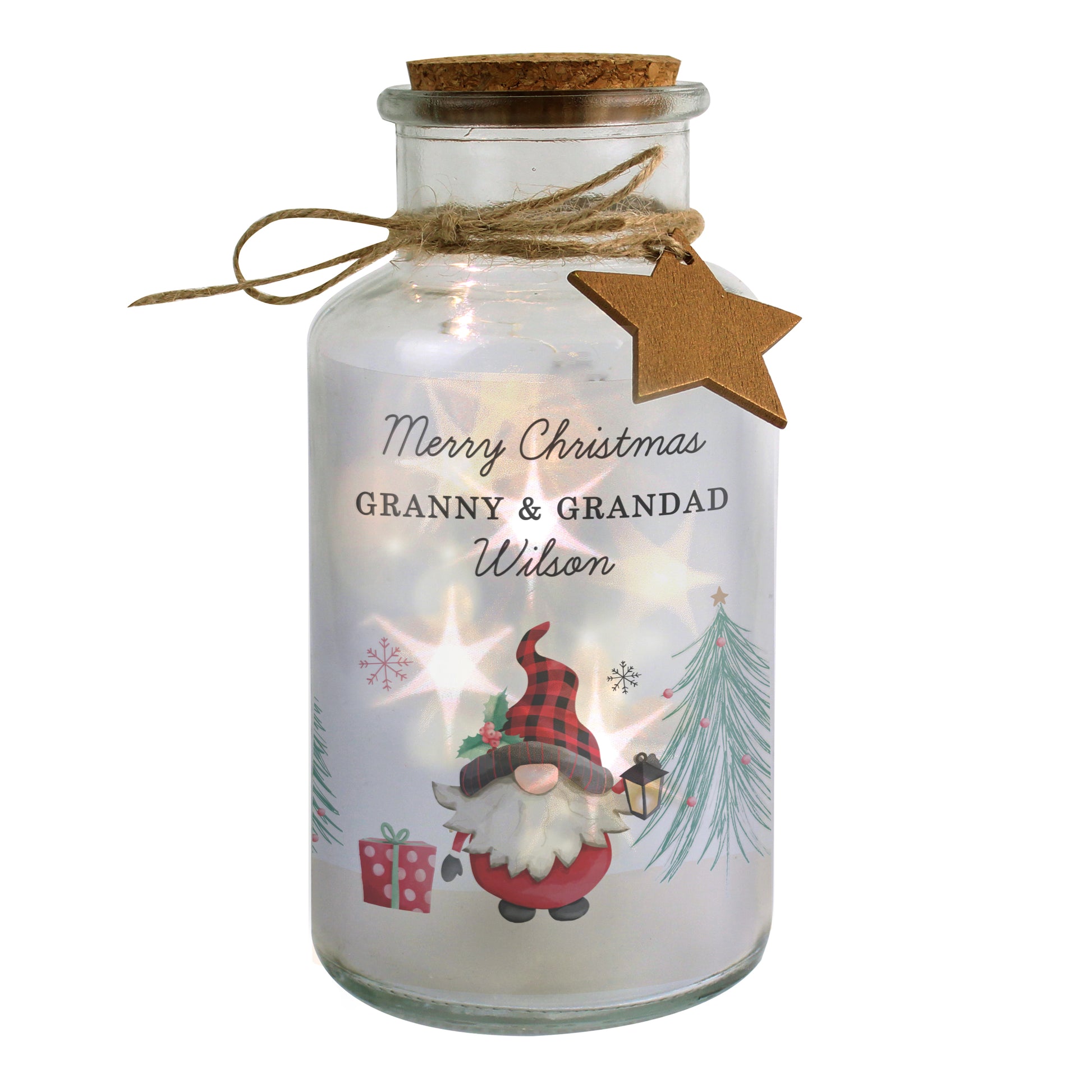 Personalised Gonk Christmas Scene LED Glass Jar - image 5
