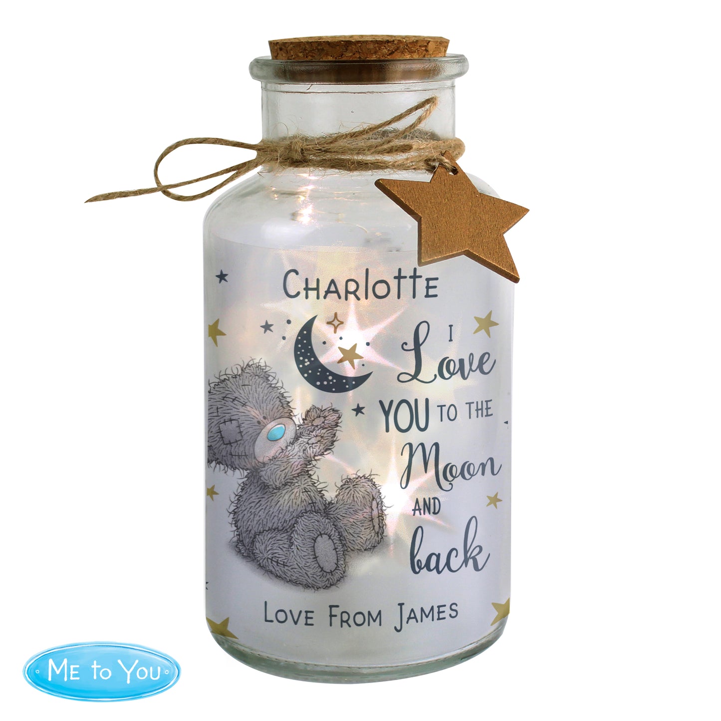 Personalised Me to You Moon & Back LED Light Up Jar - image 5