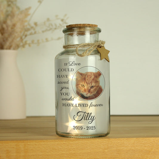 Personalised Pet Memorial Photo Upload LED Light Up Jar - image 2