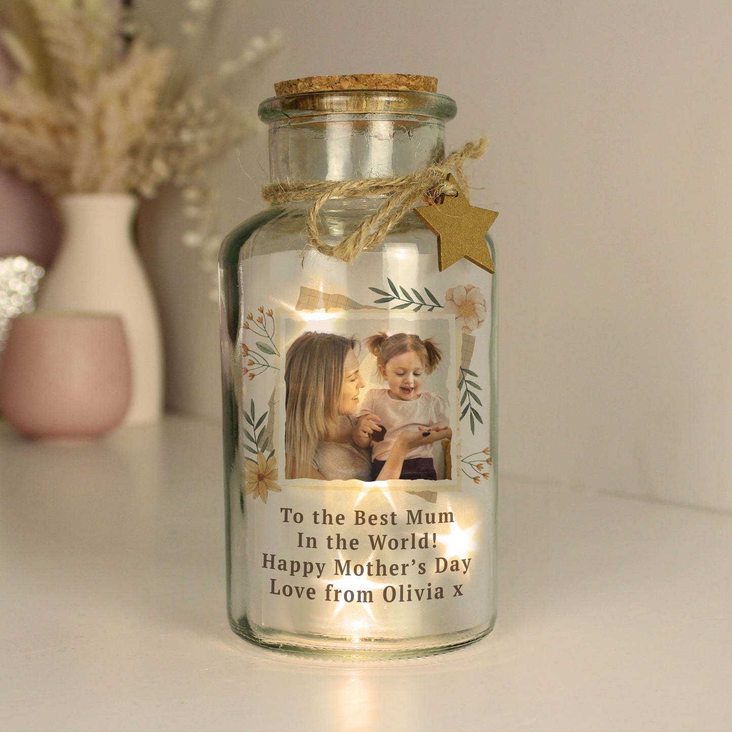 Personalised Wild Flowers Photo Upload LED Light Up Jar from Heartfelt Gifts
