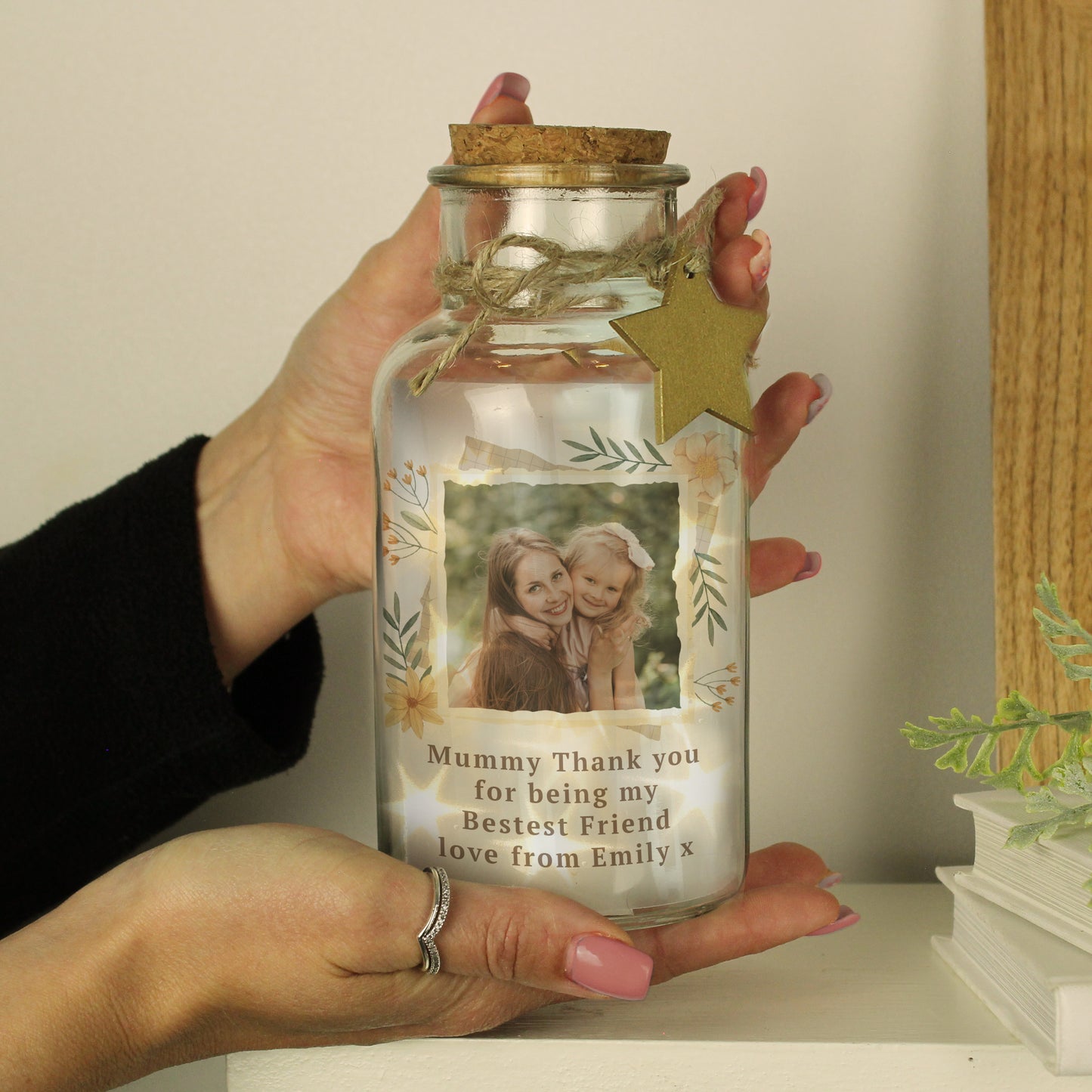 Personalised Wild Flowers Photo Upload LED Light Up Jar - image 2