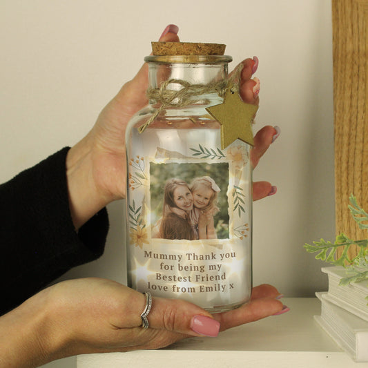 Personalised Wild Flowers Photo Upload LED Light Up Jar - image 2