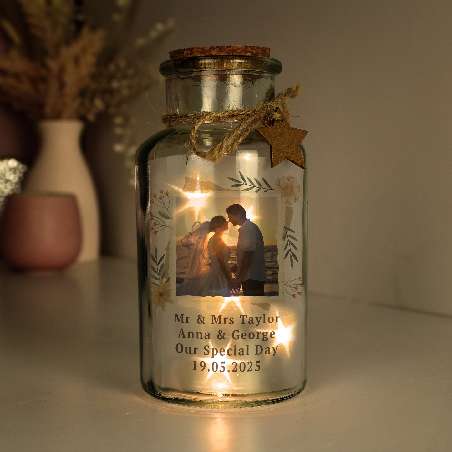 Personalised Wild Flowers Photo Upload LED Light Up Jar - image 3
