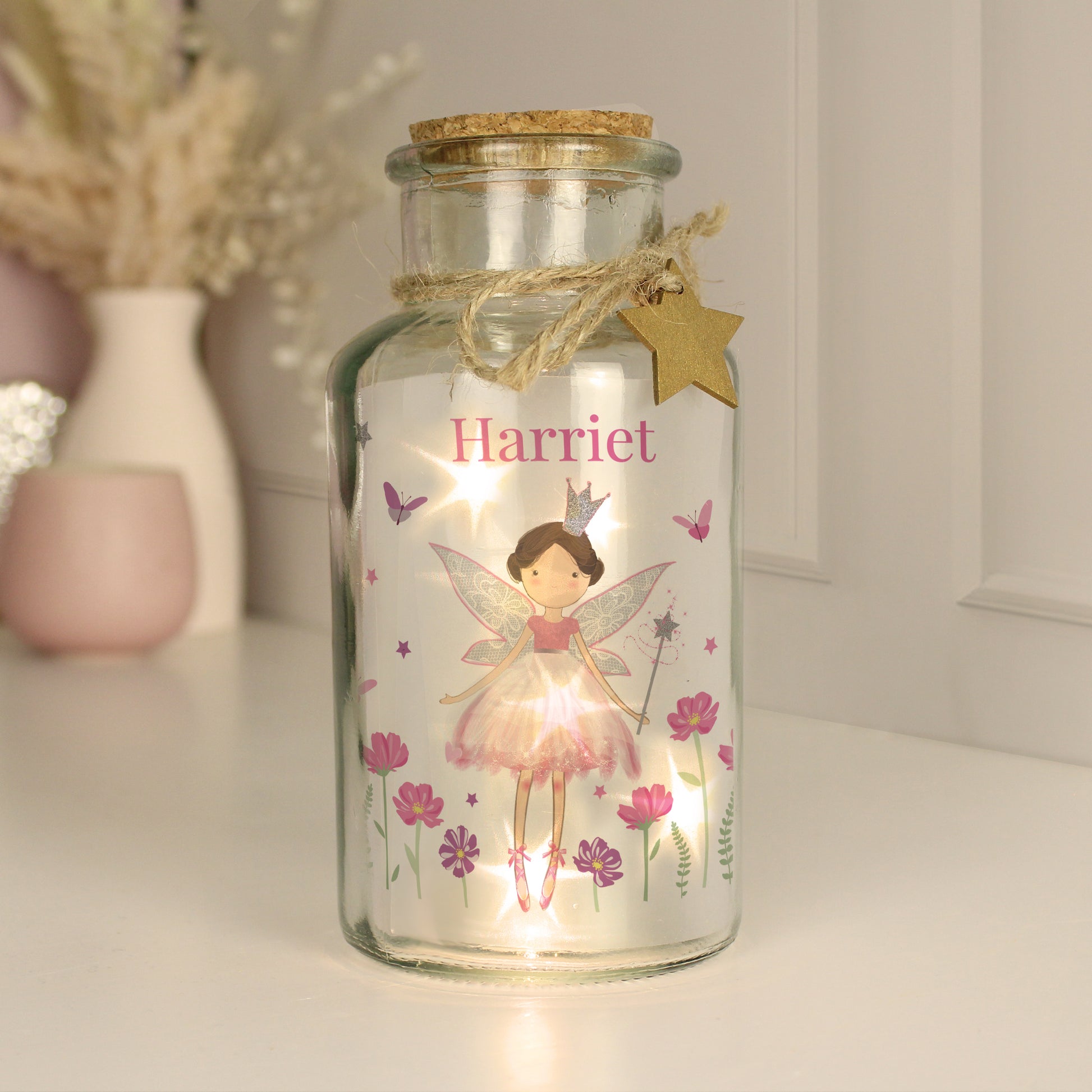Personalised Fairy Princess LED Glass Jar – Girls Bedroom Night Light Gift
